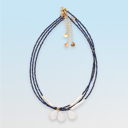 Sandro Lapis Lazuli and Freshwater Pearl Pendant Necklace