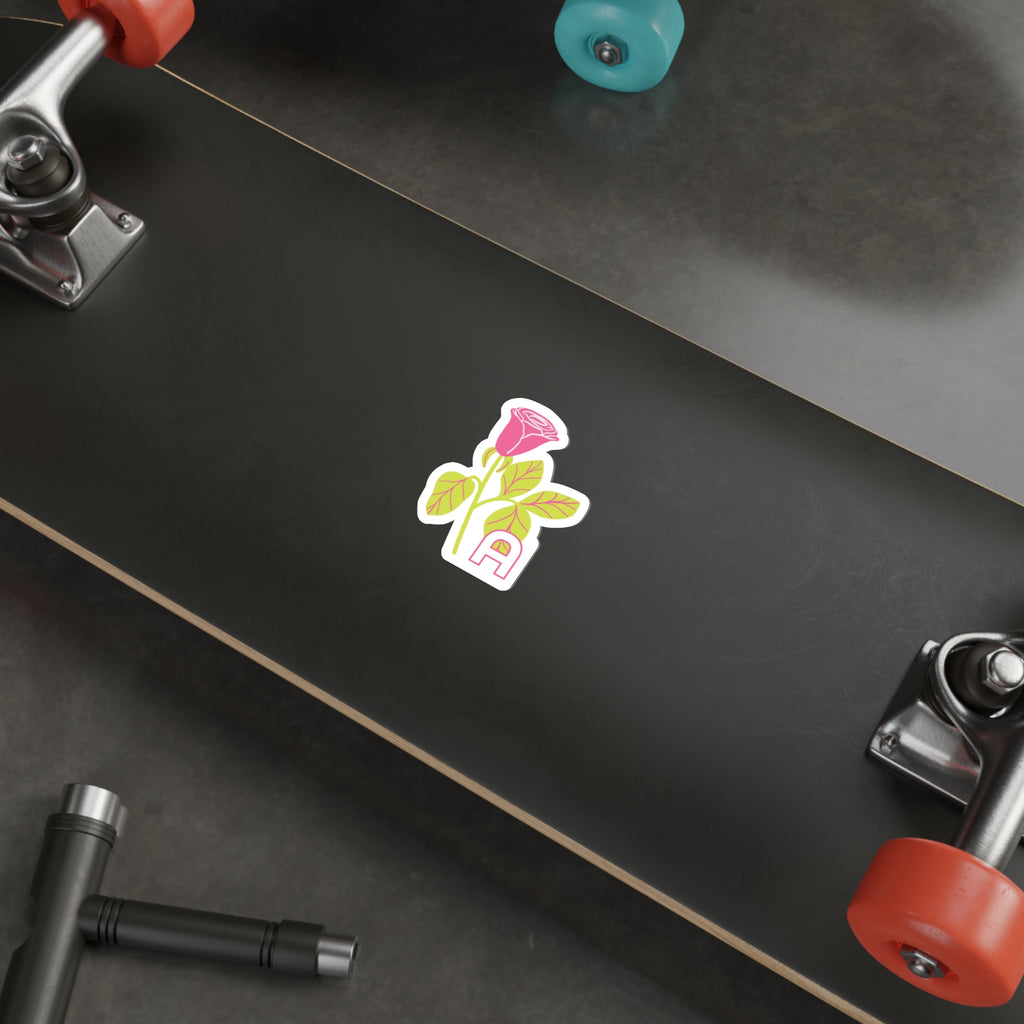 June birthday flower sticker on the underside of a skateboard