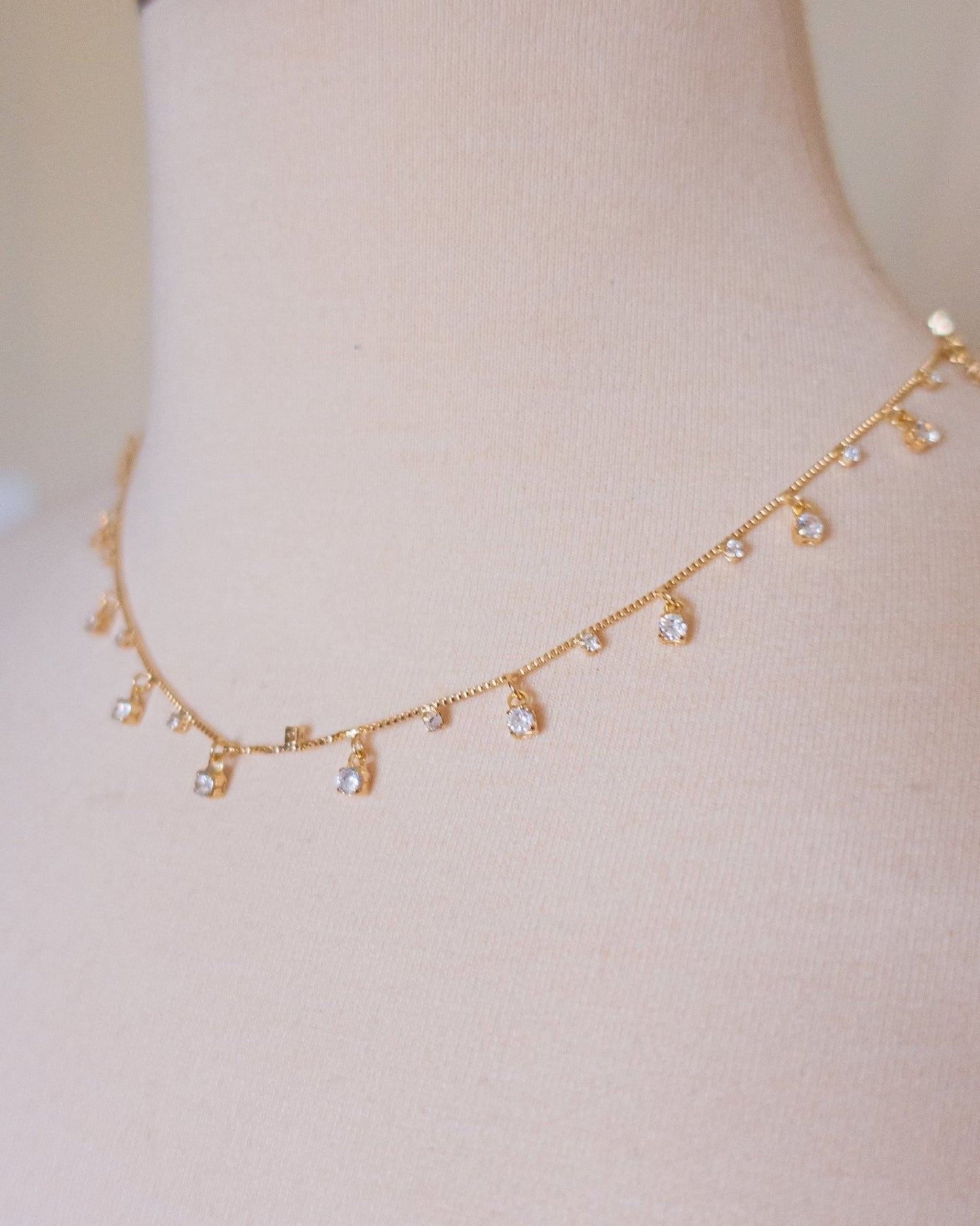 Necklace - 18k Gold Fill Dainty Rhinestone Necklace - Curated Dry Goods