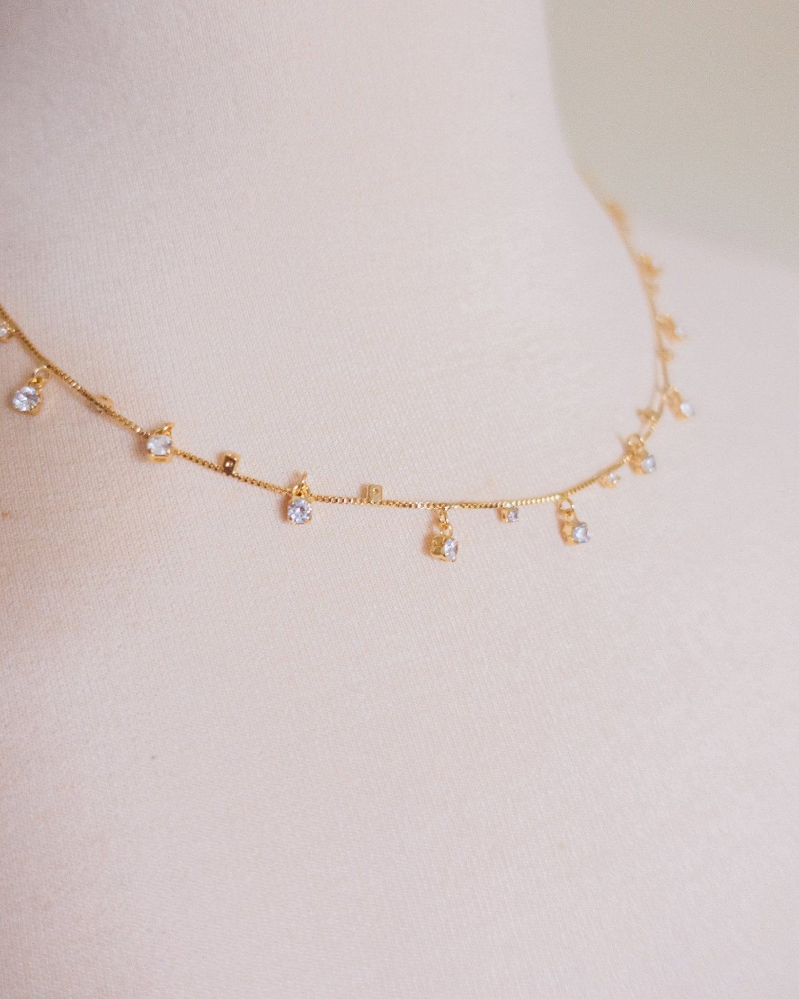 Necklace - 18k Gold Fill Dainty Rhinestone Necklace - Curated Dry Goods