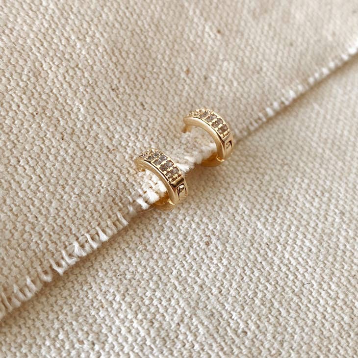 18k Gold Fill Pave Rhinestone Mini Hoop Earrings