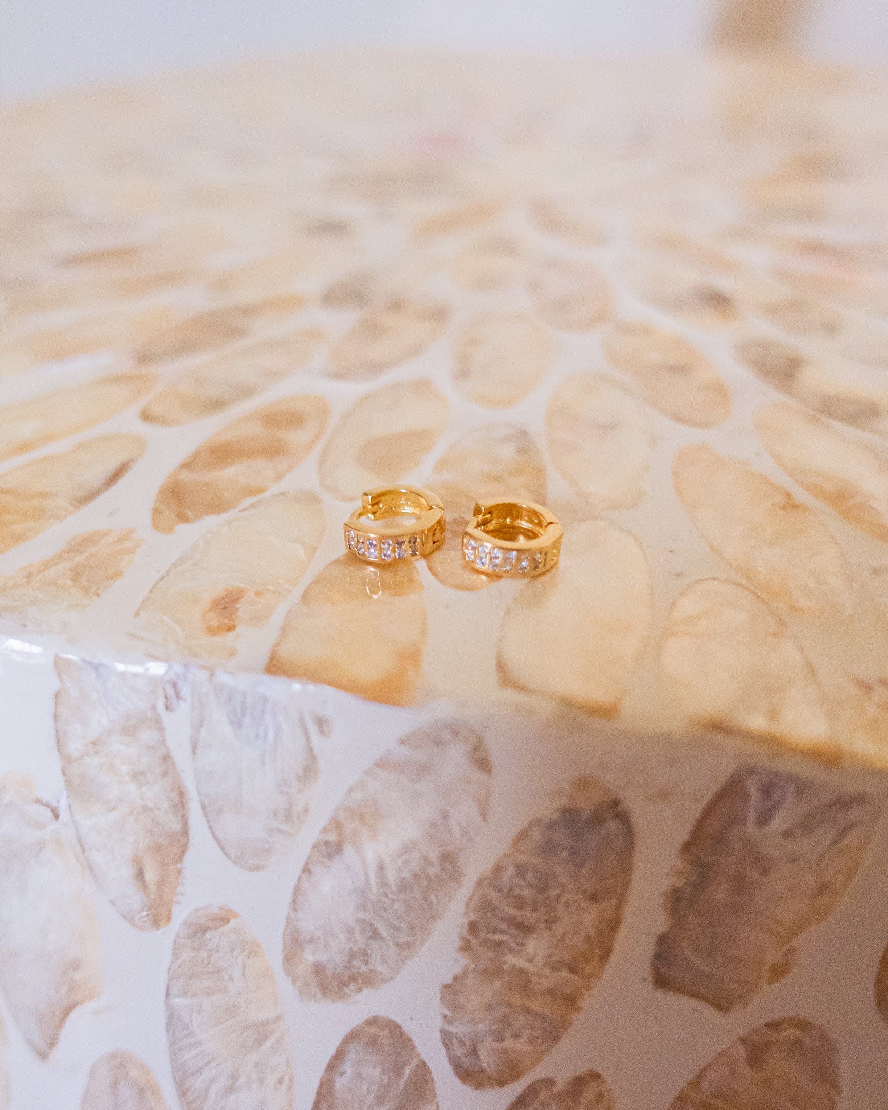 18k Gold Fill Pave Rhinestone Mini Hoop Earrings