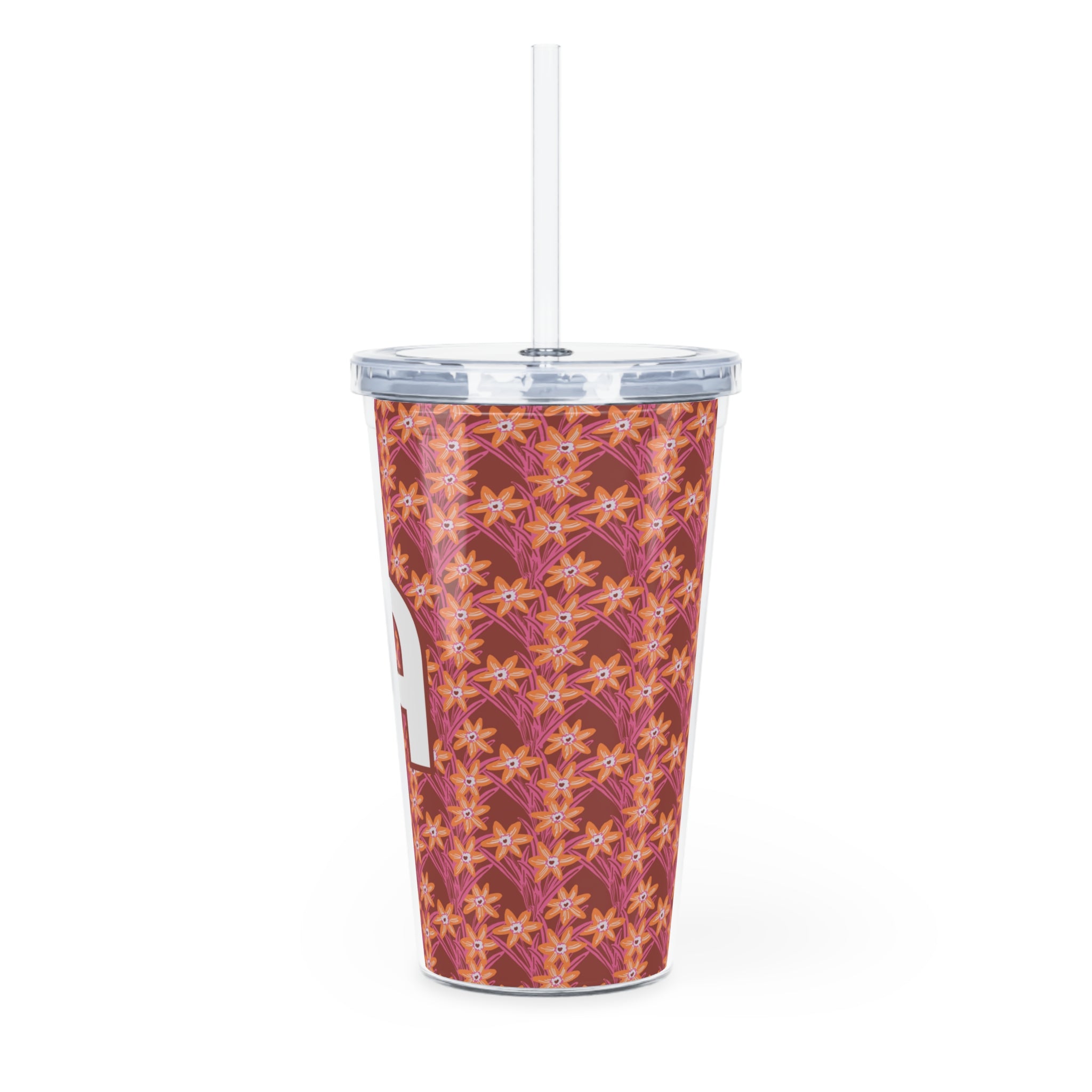 December Birthday Flower Personalized Plastic Tumbler with Straw