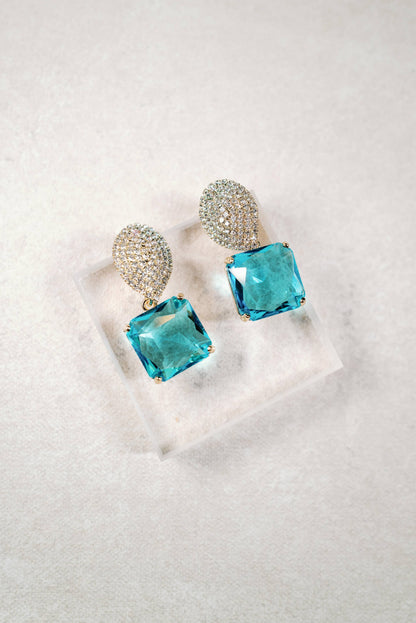 Silver Springs Turquoise Pave Crystal Earrings