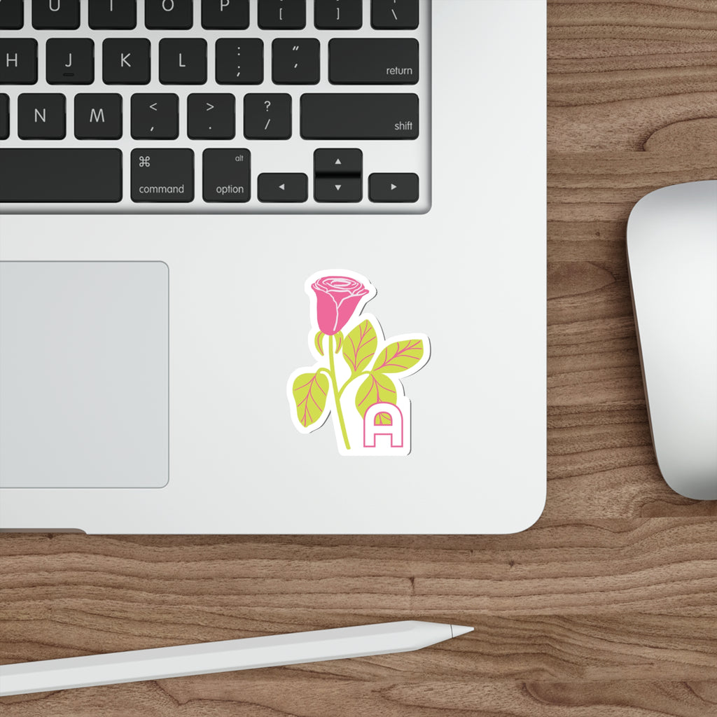 June birthday flower sticker on a laptop