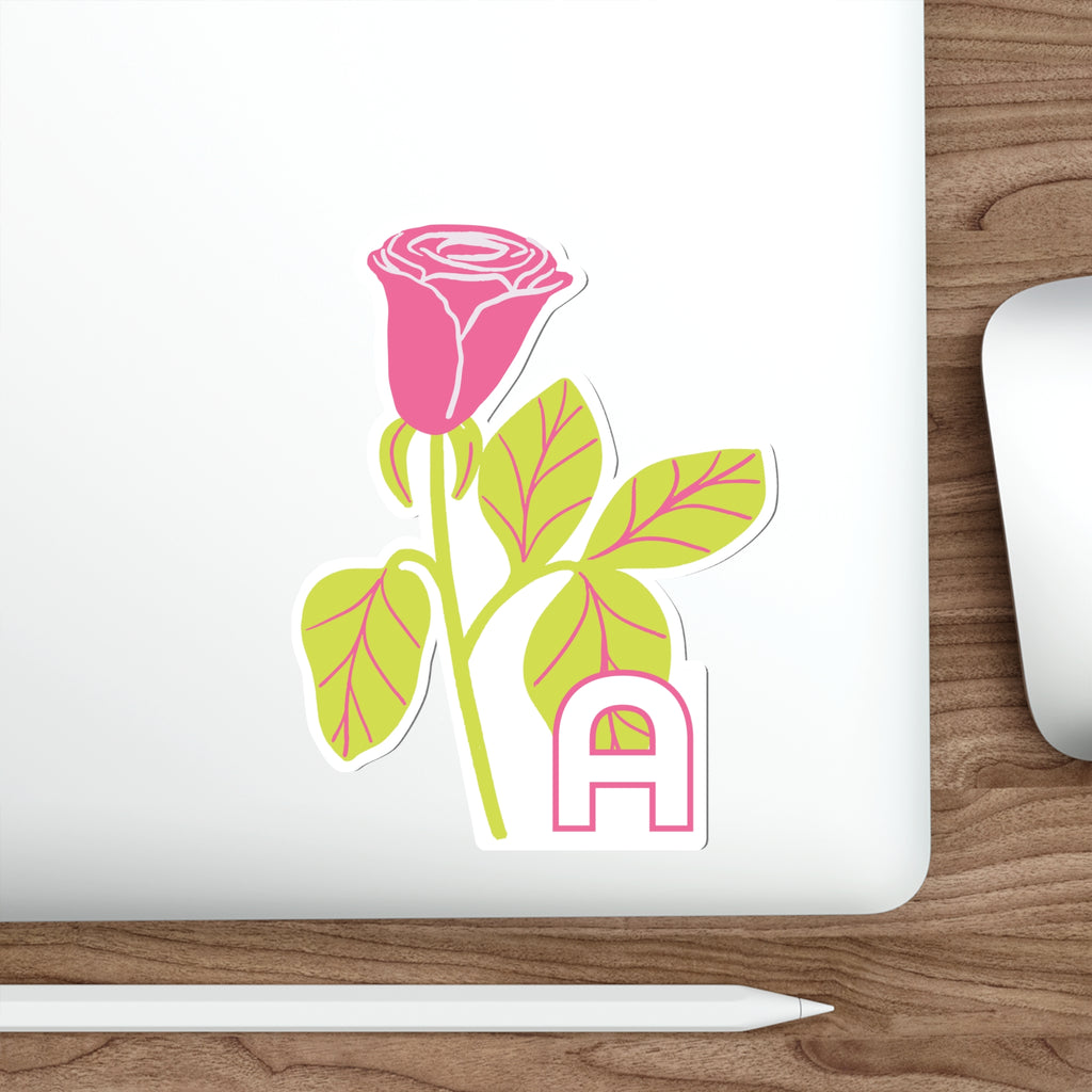 June birthday flower sticker on a laptop