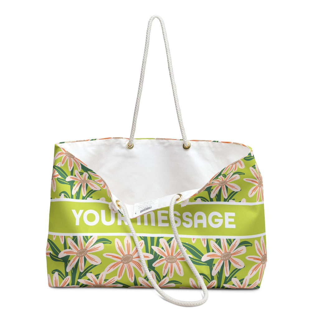April daisy birthday flower print on a personalized tote bag