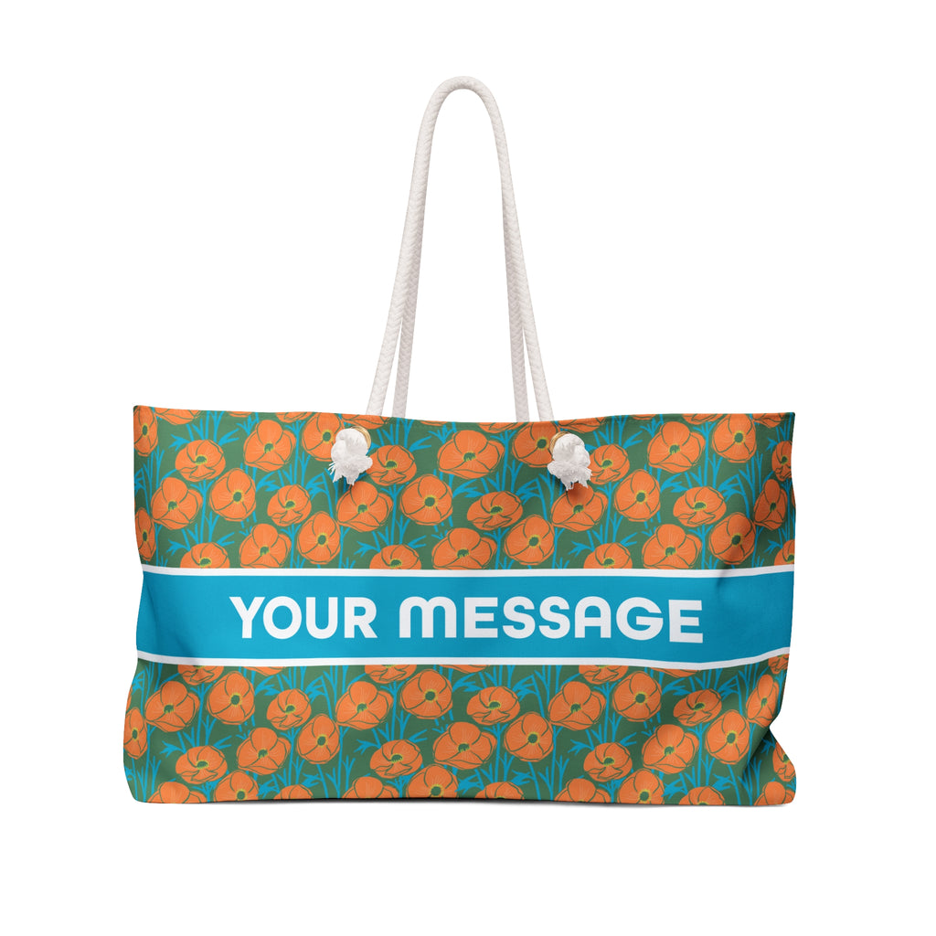 August poppy birthday flower print on a personalized tote bag