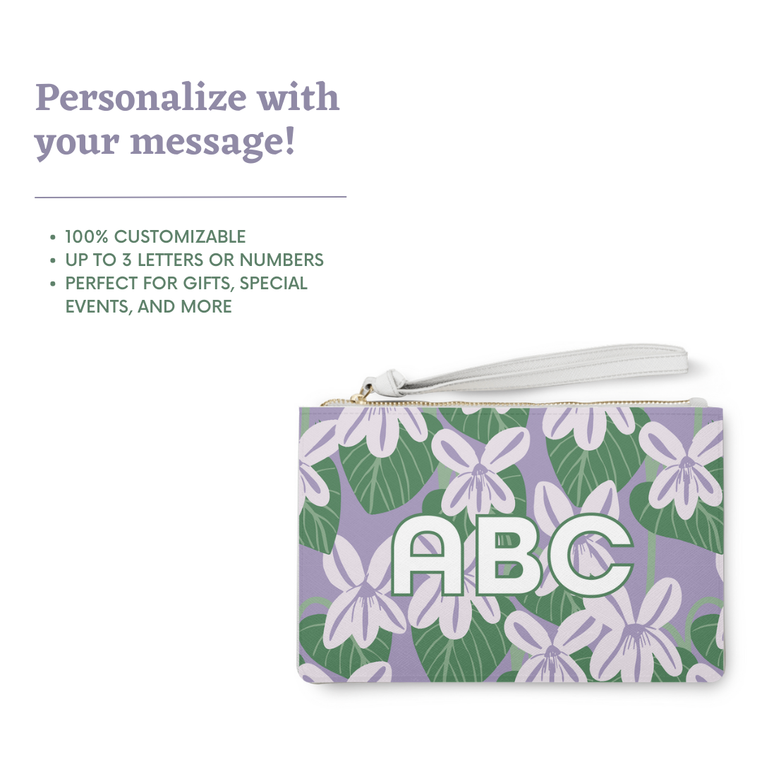 February Birthday Flower Personalized Clutch Bag