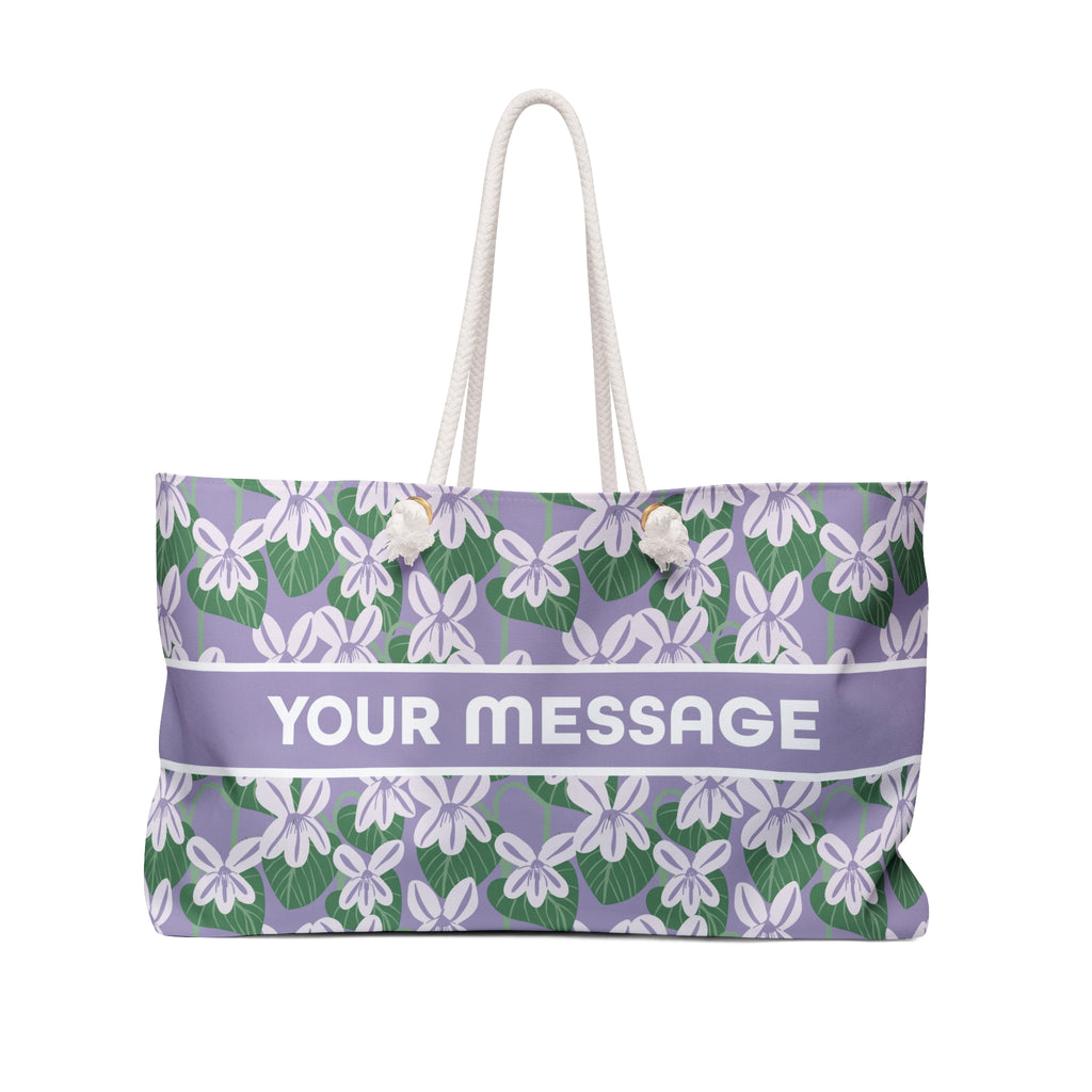 February birthday flower violet floral print personalized tote bag