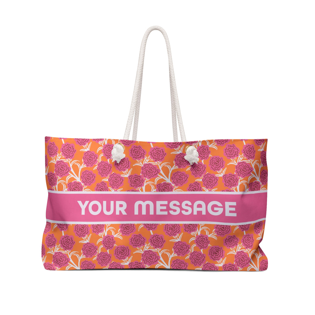 January birthday flower carnation print on a personalized tote bag
