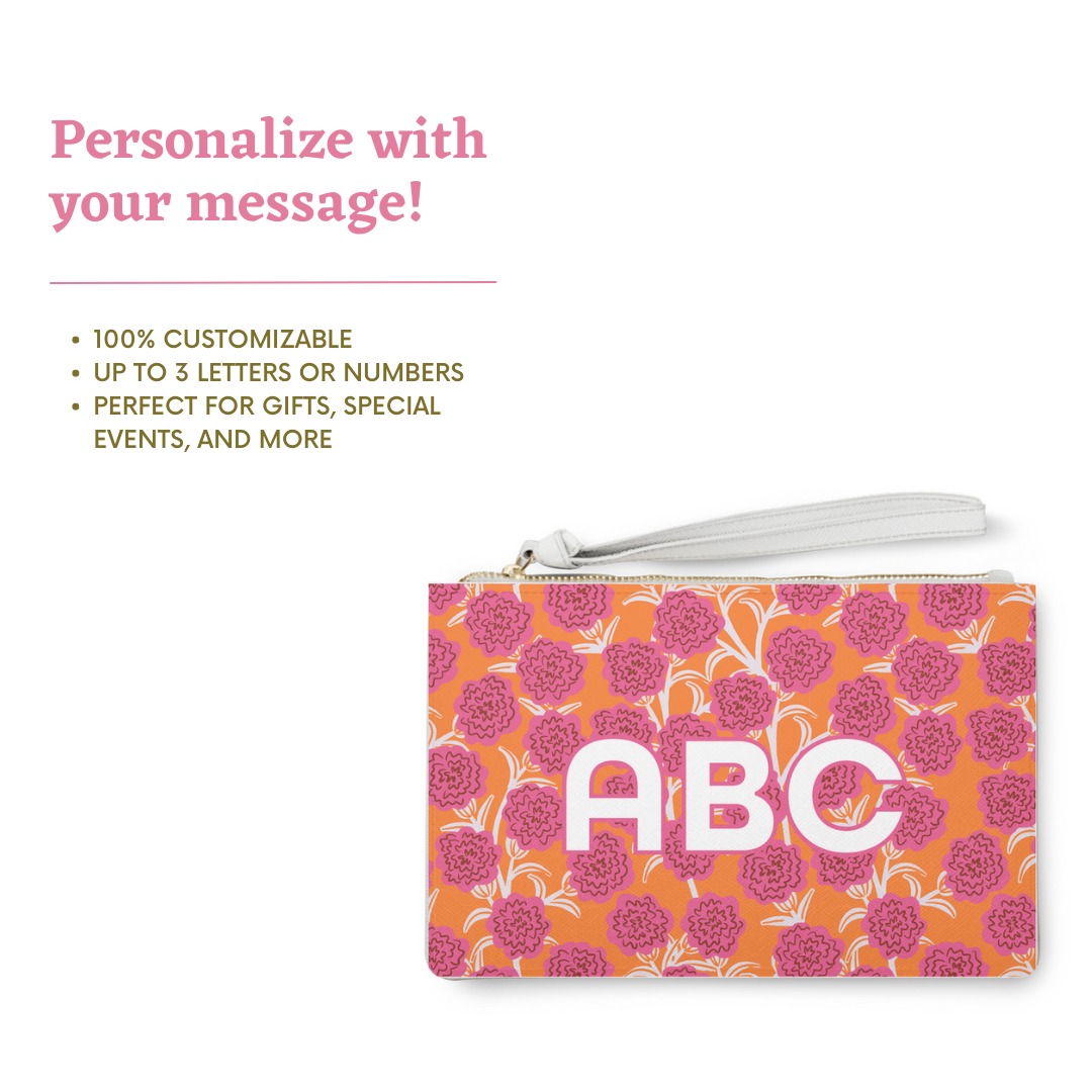 January Birthday Flower Personalized Clutch Bag
