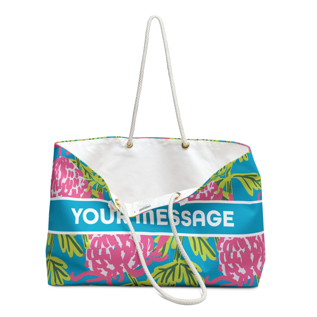 November chrysanthemum print on a personalized tote bag