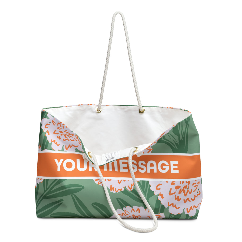 October marigold birthday flower print on a personalized tote bag