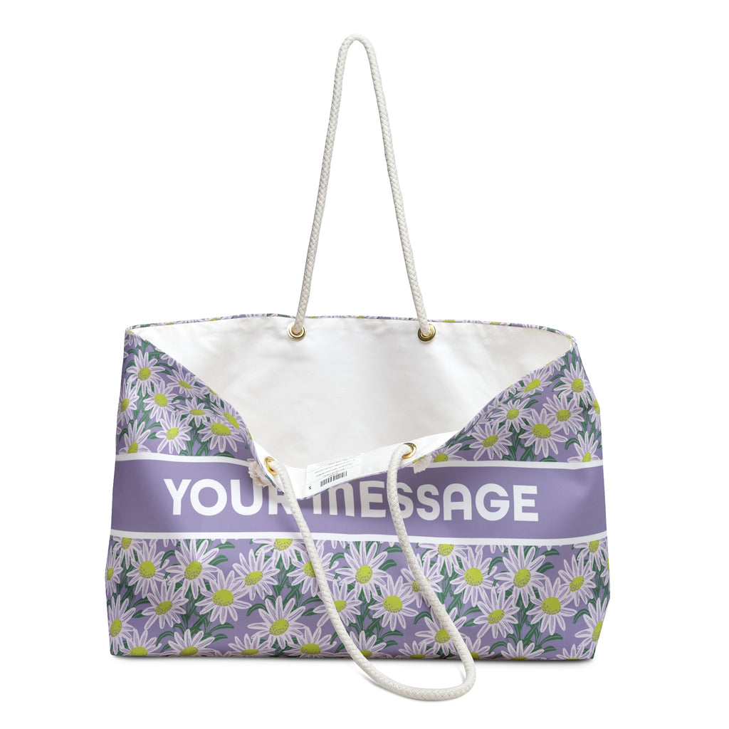 September Aster birthday flower print on a personalized tote bag