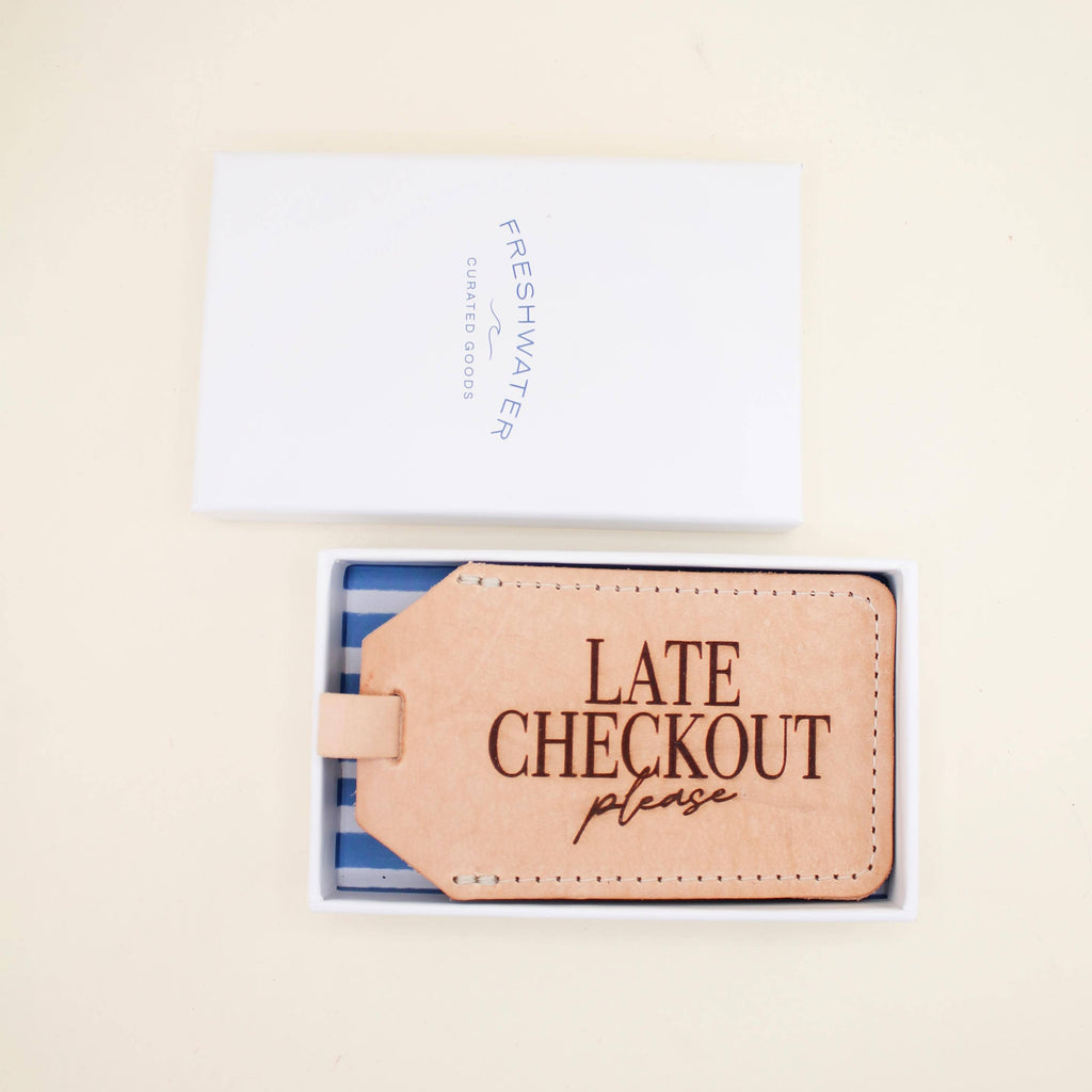 Late Checkout Leather Branded Luggage Tag