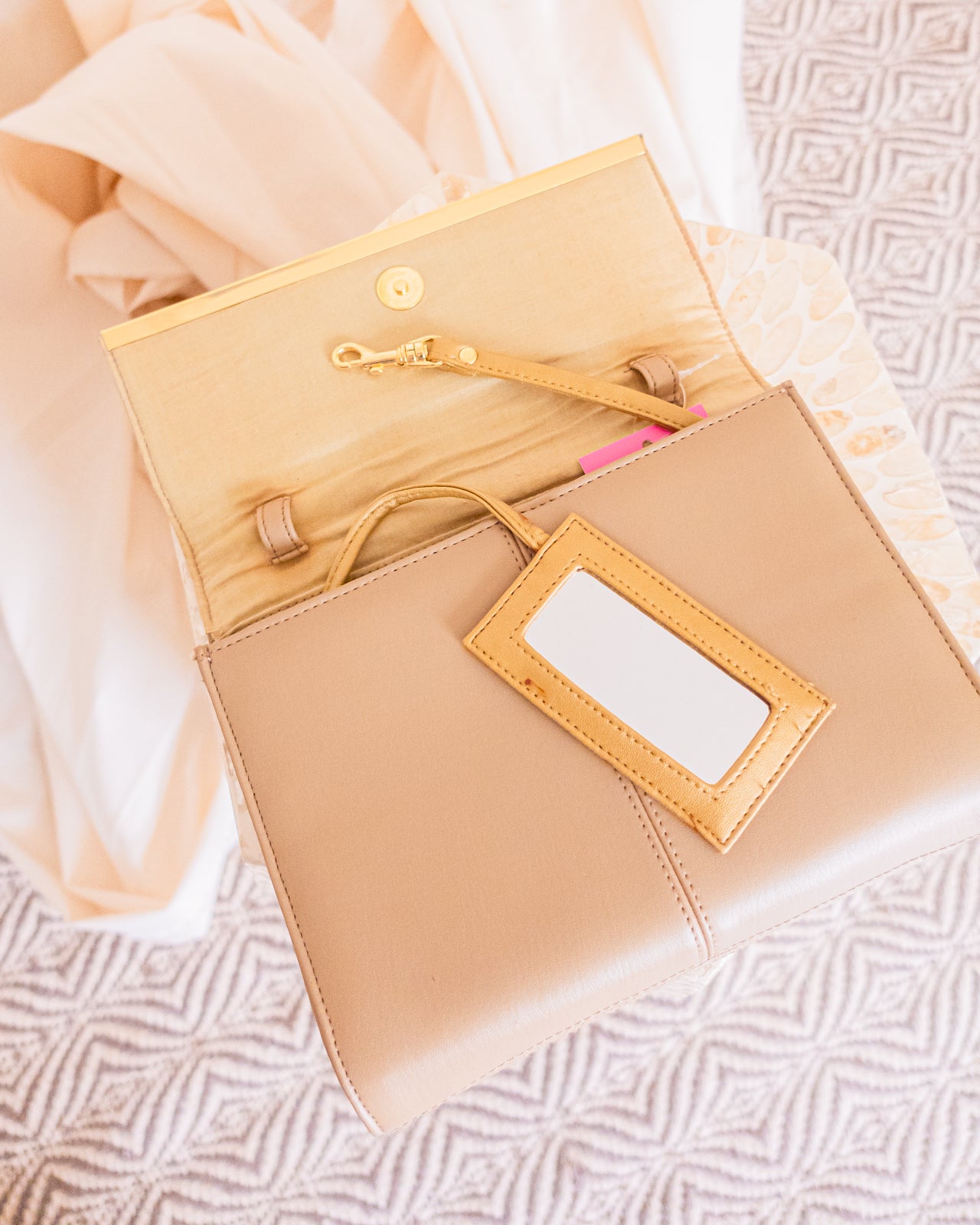 Gingerbread Vintage Clutch with Gold Detail