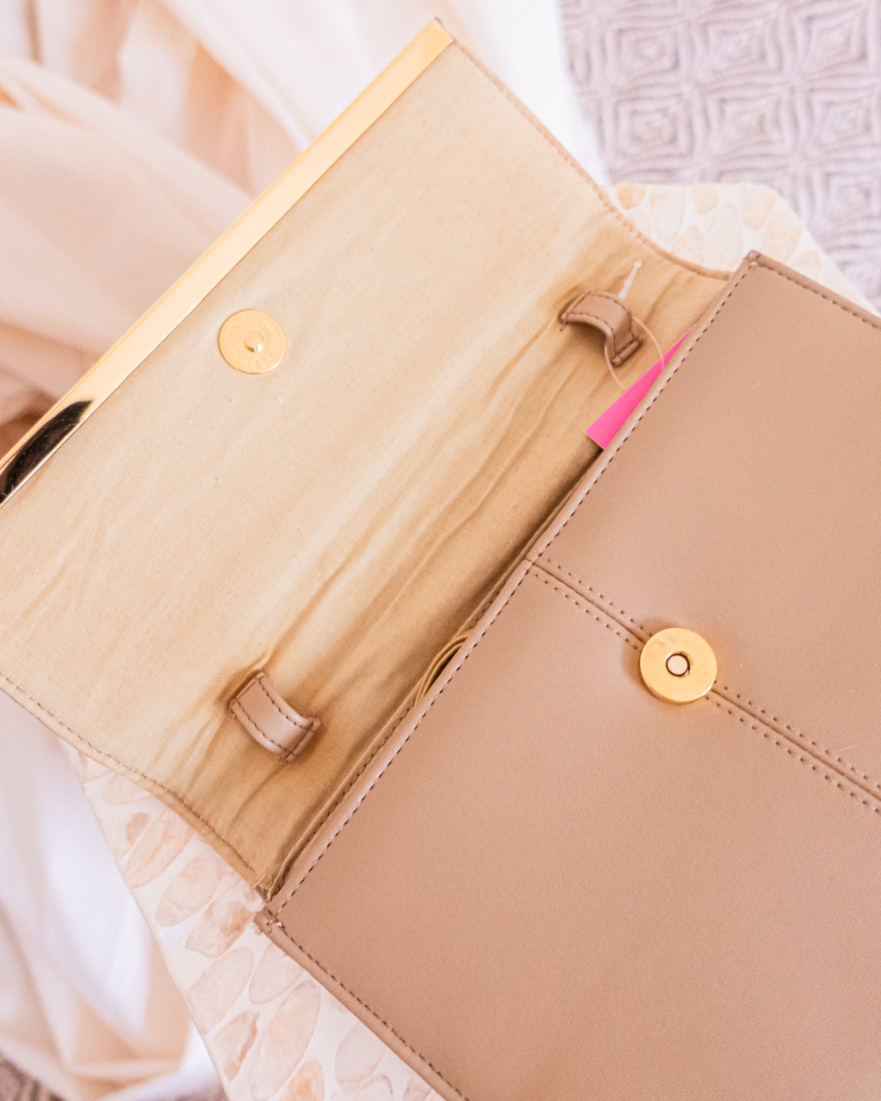 Gingerbread Vintage Clutch with Gold Detail