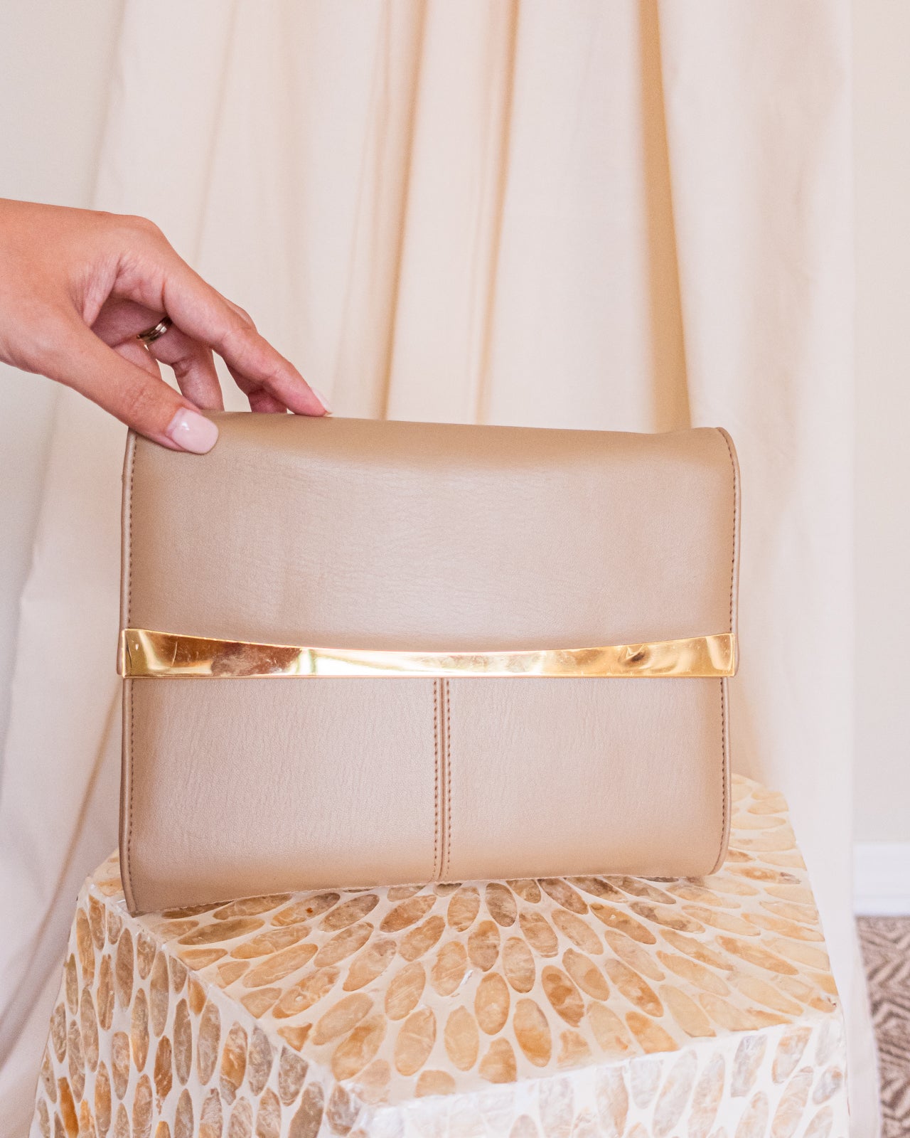 Gingerbread Vintage Clutch with Gold Detail