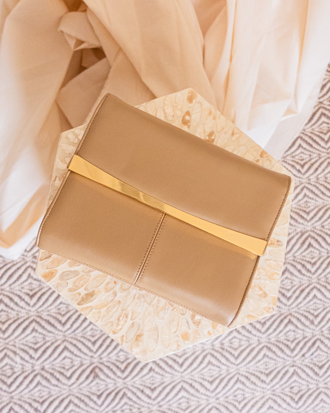 Gingerbread Vintage Clutch with Gold Detail