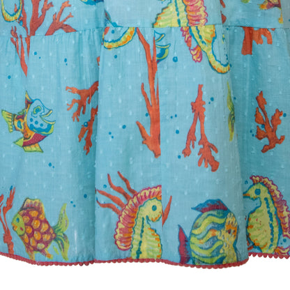 Dress - Alcee Sea Life and Coral Print Dress - Curated Dry Goods