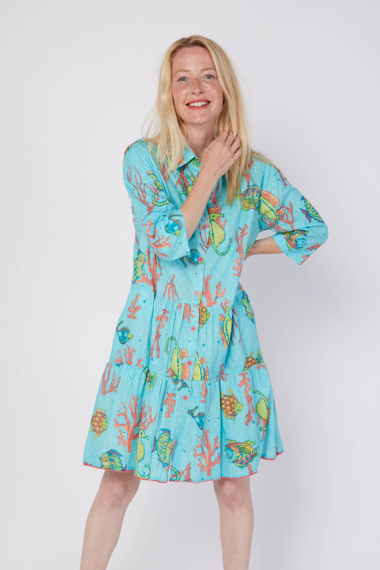 Dress - Alcee Sea Life and Coral Print Dress - Curated Dry Goods