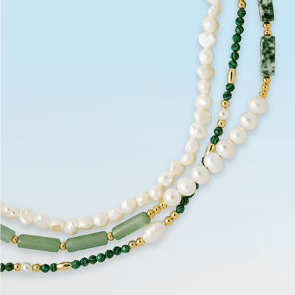 Necklace - Amelia Jade and Freshwater Pearl Beaded Necklace - Curated Dry Goods