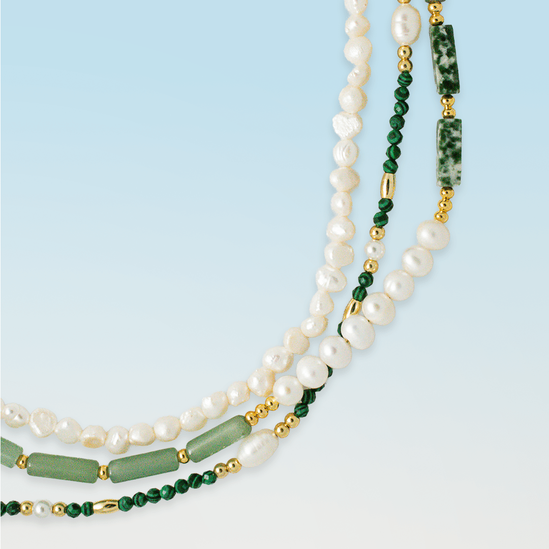 Necklace - Amelia Jade and Freshwater Pearl Beaded Necklace - Curated Dry Goods