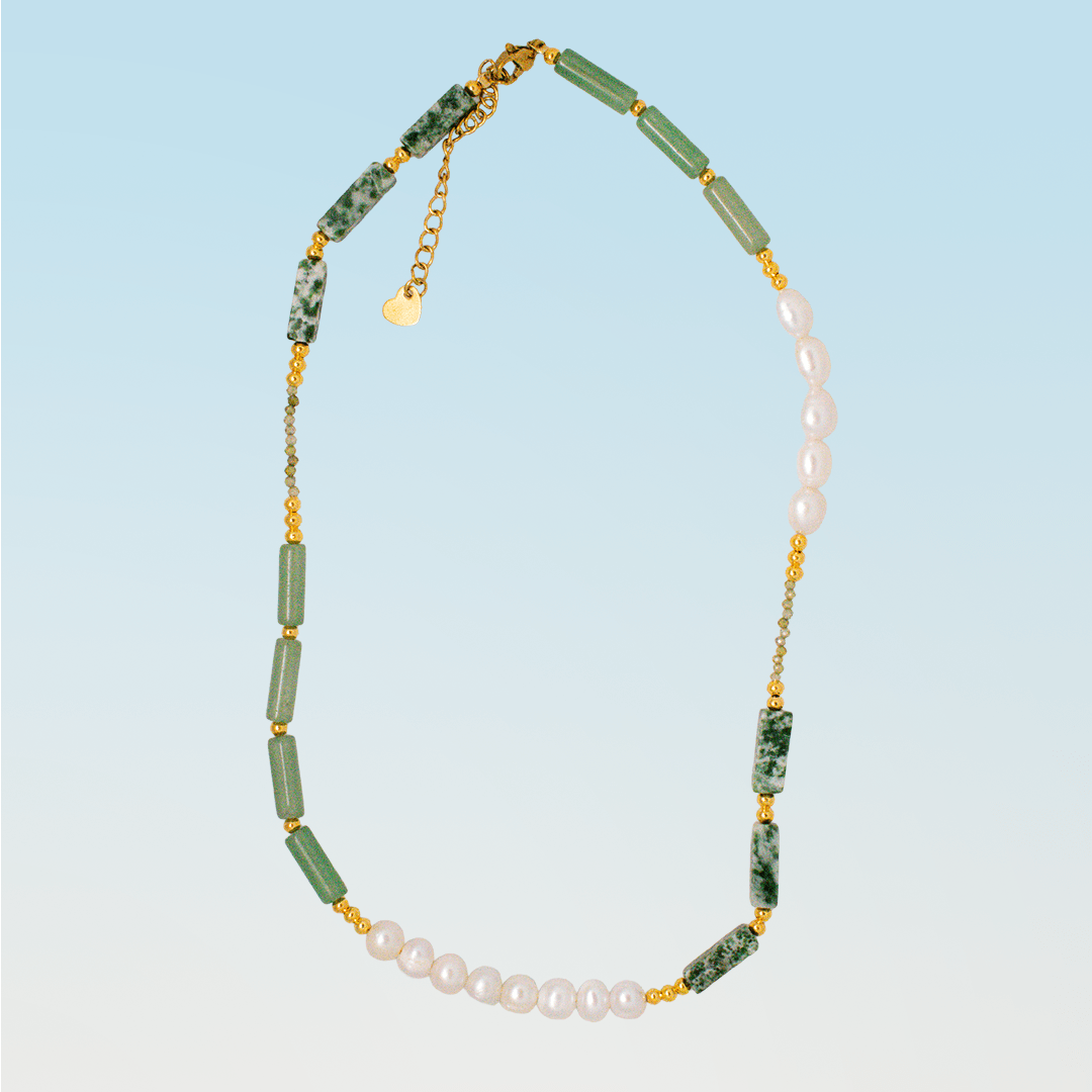 Necklace - Amelia Jade and Freshwater Pearl Beaded Necklace - Curated Dry Goods