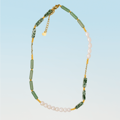 Necklace - Amelia Jade and Freshwater Pearl Beaded Necklace - Curated Dry Goods