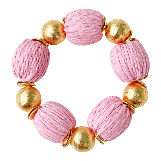 Bracelet - Ballet Pink Raffia Bracelet - Curated Dry Goods