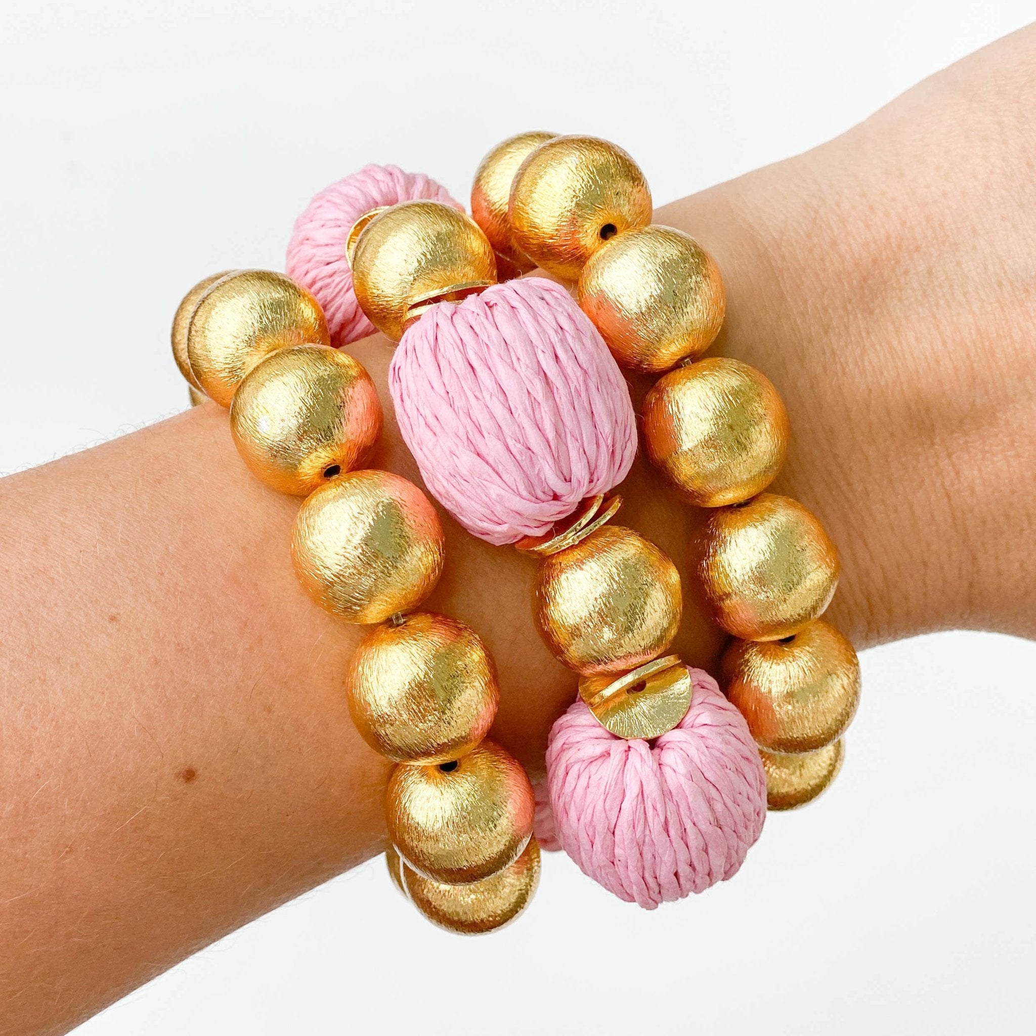 Bracelet - Ballet Pink Raffia Bracelet - Curated Dry Goods