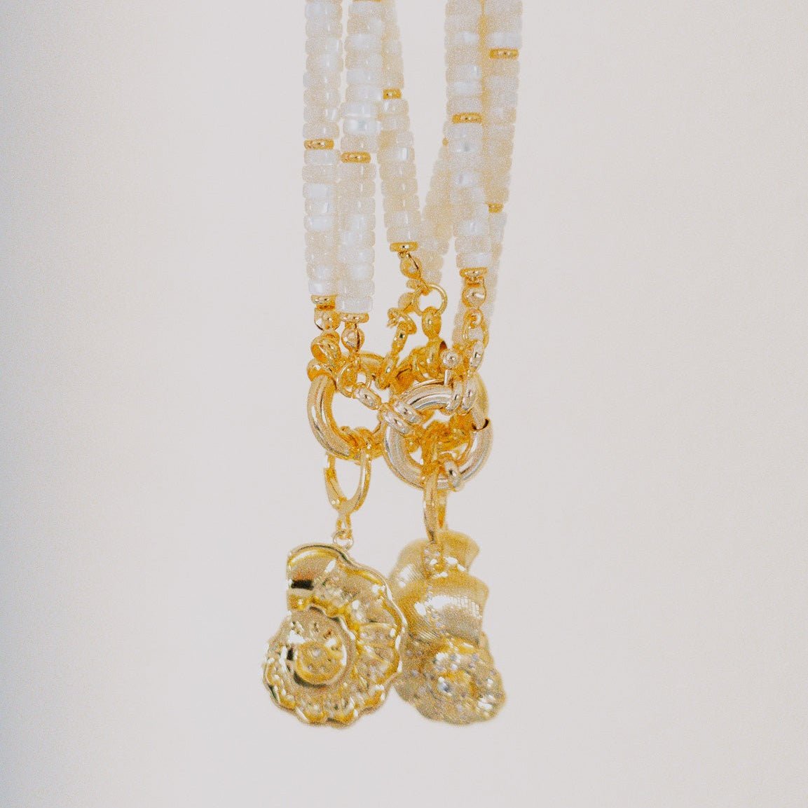 Necklace - Biscayne White Beaded Necklace with Shell Charm - Curated Dry Goods