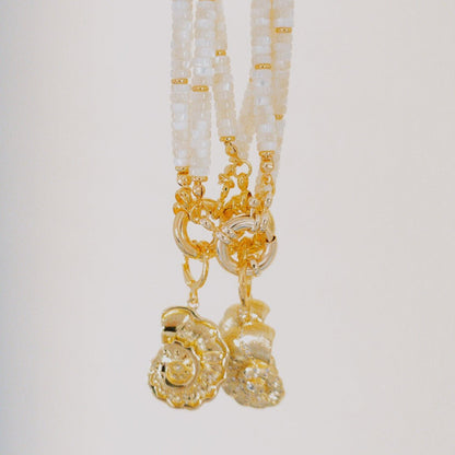 Necklace - Biscayne White Beaded Necklace with Shell Charm - Curated Dry Goods