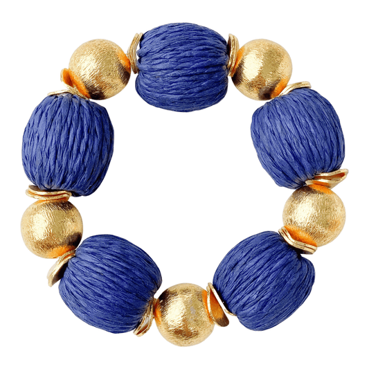 Bracelet - Blue & Gold Raffia Bracelet - Curated Dry Goods