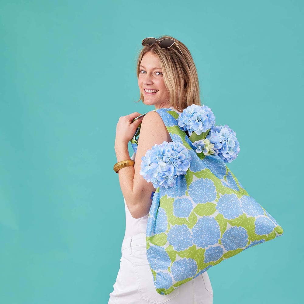Bags - Blue Hydrangea Reusable Shopper Tote - Curated Dry Goods