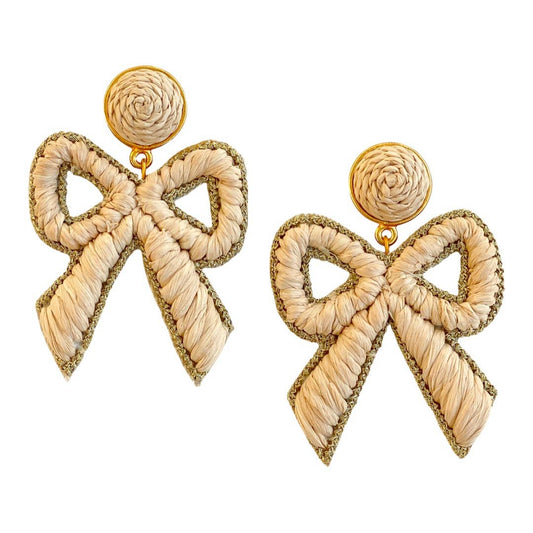 Earrings - Bow Raffia Earrings - Curated Dry Goods