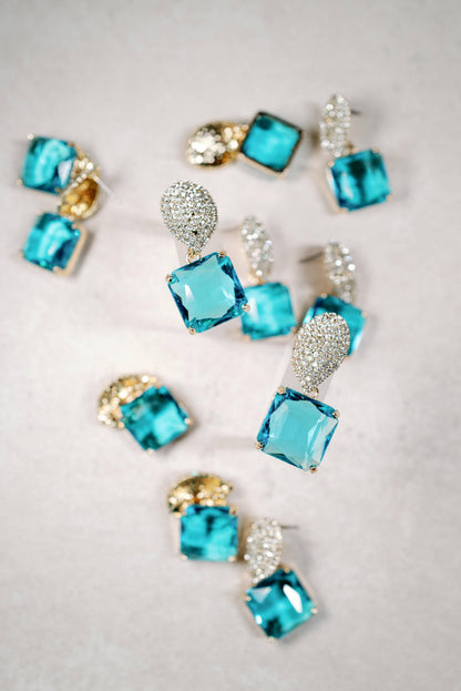 Silver Springs Turquoise Pave Crystal Earrings