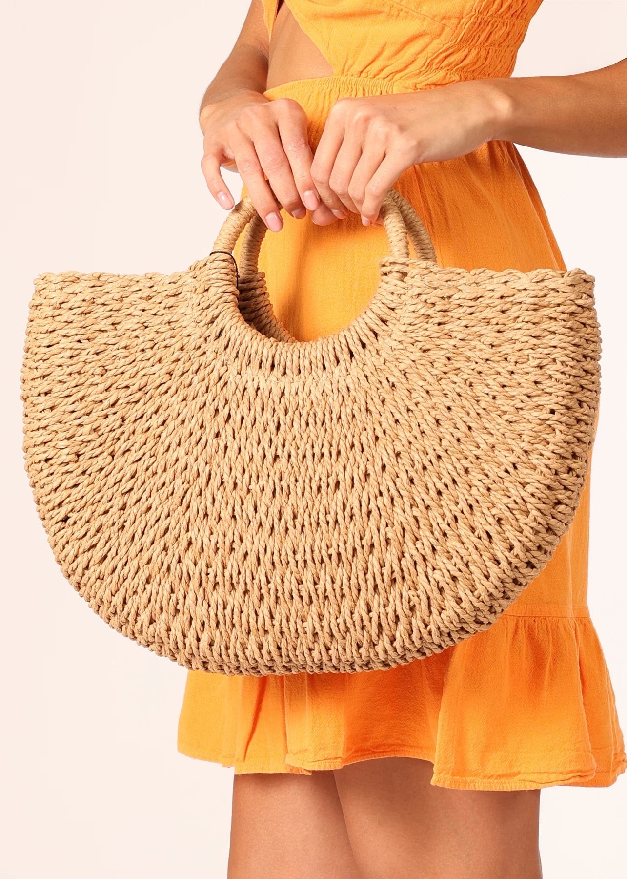 Bags - Captiva Half Moon Raffia Tote - Curated Dry Goods