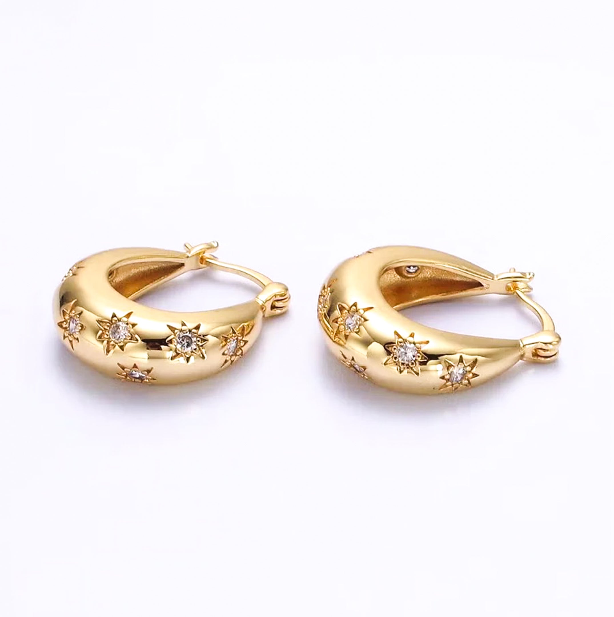 16K Gold Fill Shooting Star Hoop Earrings