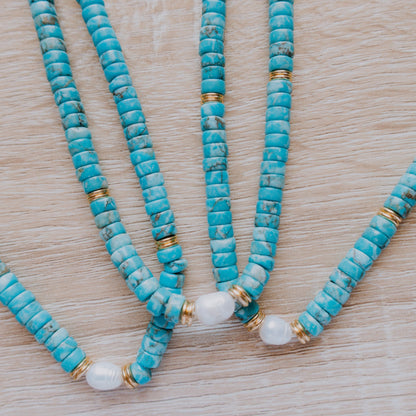 Necklace - Cedar Key Turquoise Pearl Necklace - Curated Dry Goods