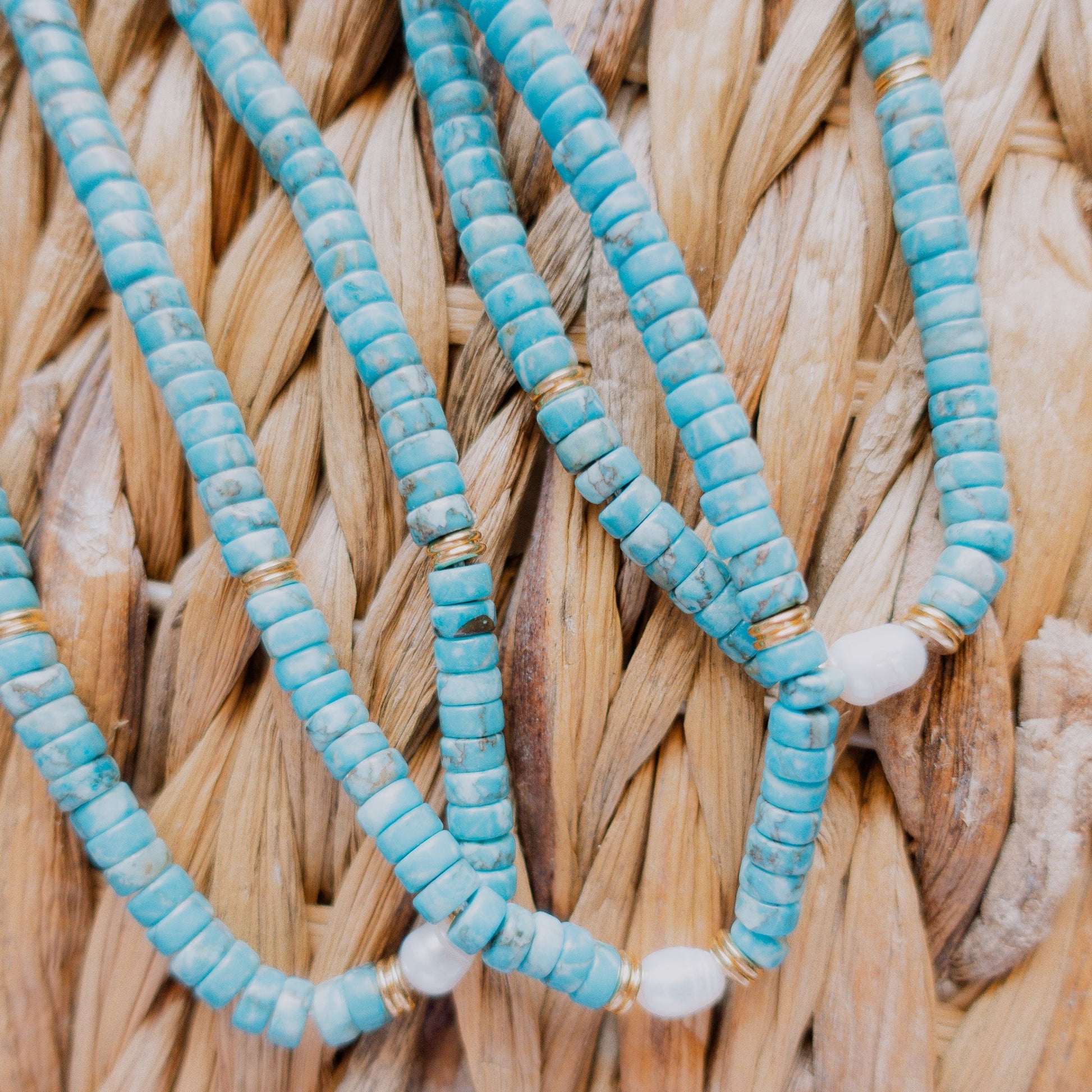 Necklace - Cedar Key Turquoise Pearl Necklace - Curated Dry Goods