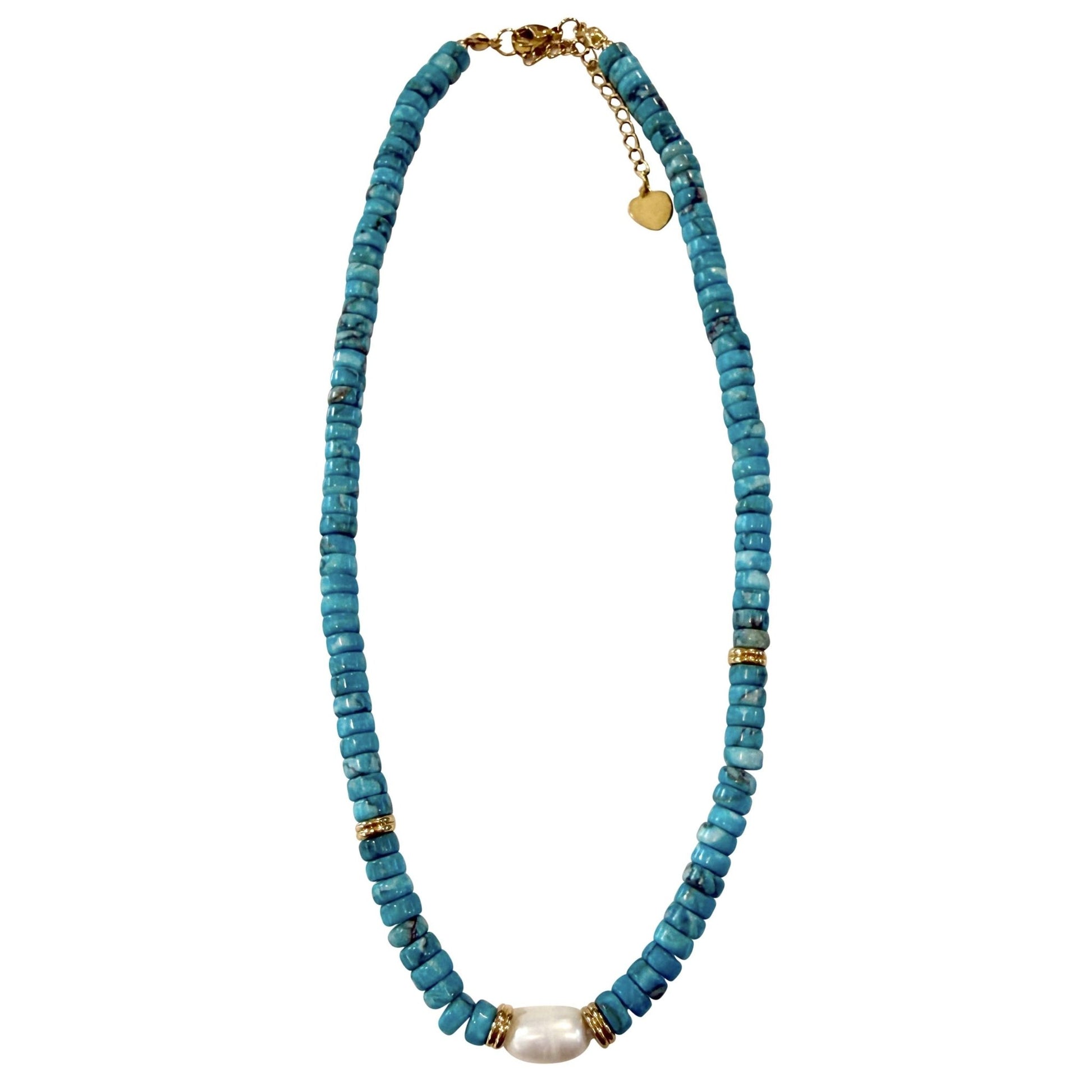 Necklace - Cedar Key Turquoise Pearl Necklace - Curated Dry Goods