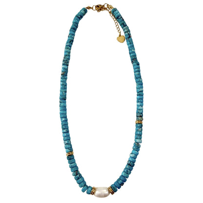 Necklace - Cedar Key Turquoise Pearl Necklace - Curated Dry Goods