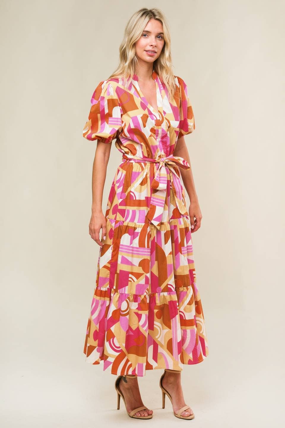 Dress - Clementine Printed Poplin Puff Sleeve Maxi Dress - Curated Dry Goods