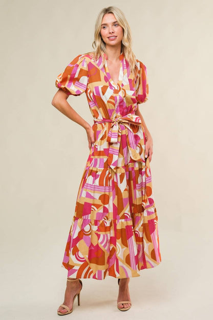 Dress - Clementine Printed Poplin Puff Sleeve Maxi Dress - Curated Dry Goods