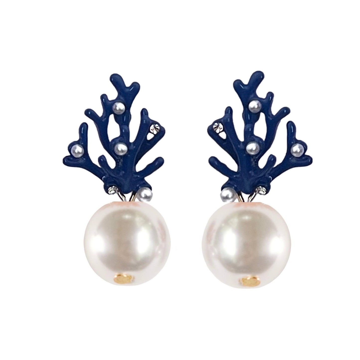 Earrings - Coral and Pearl Drop Earrings - Curated Dry Goods