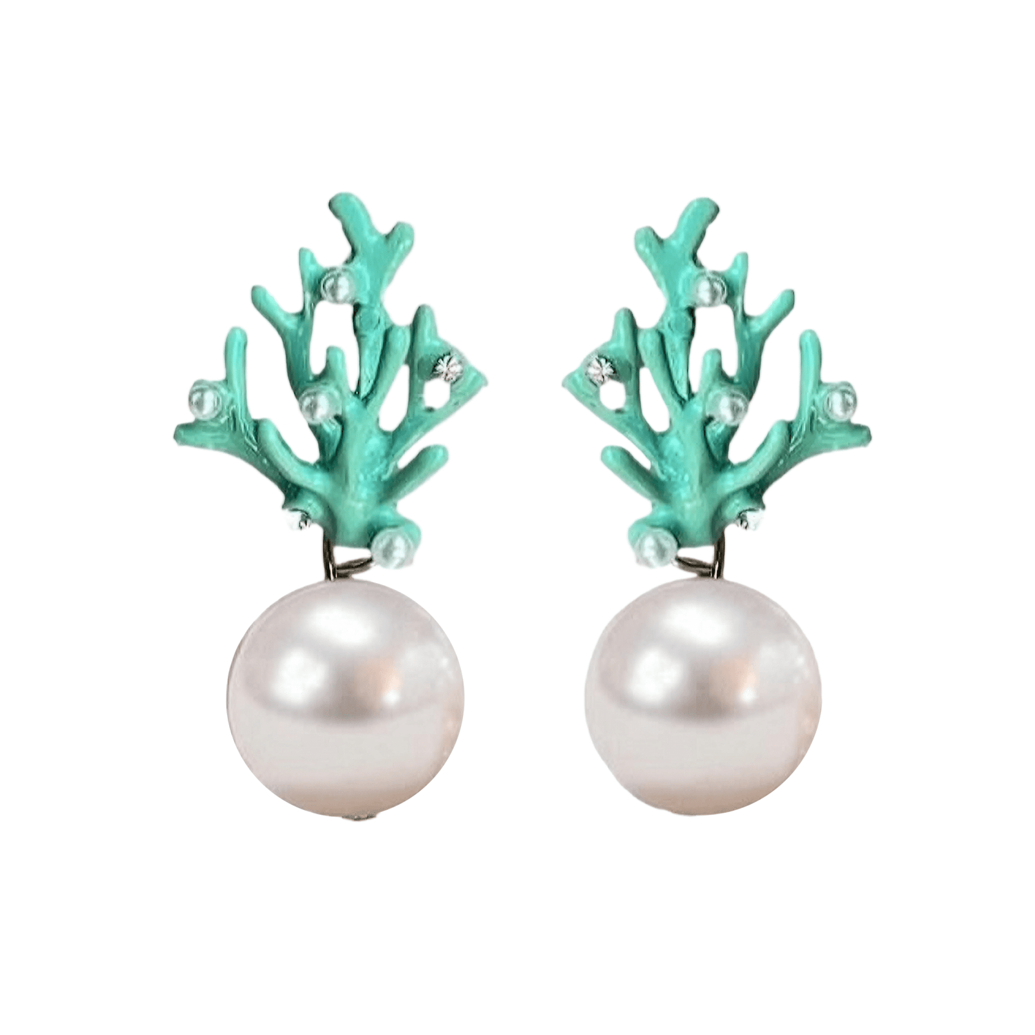 Earrings - Coral and Pearl Drop Earrings - Curated Dry Goods