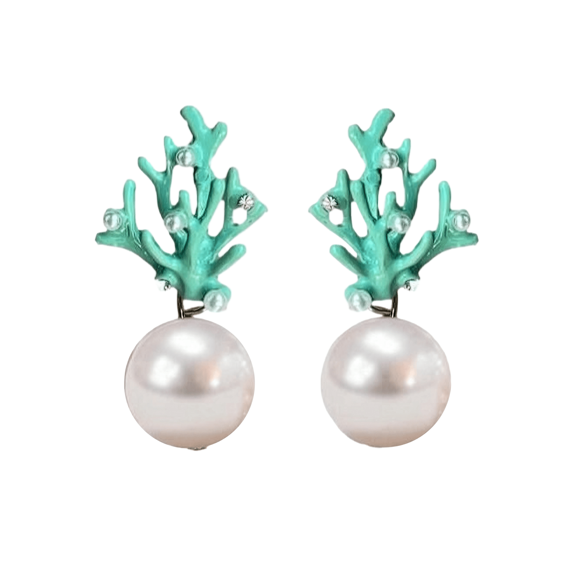 Earrings - Coral and Pearl Drop Earrings - Curated Dry Goods