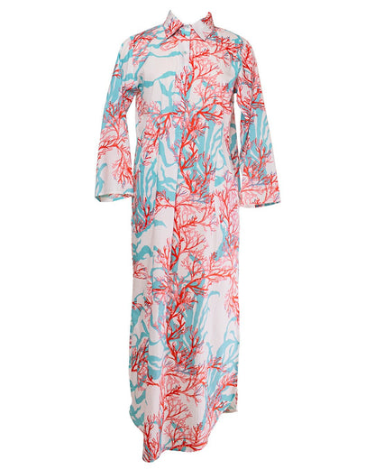 Dress - Coral Print Maxi Dress - Curated Dry Goods